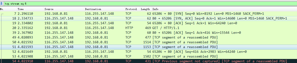 wireshark抓包Follow Stream